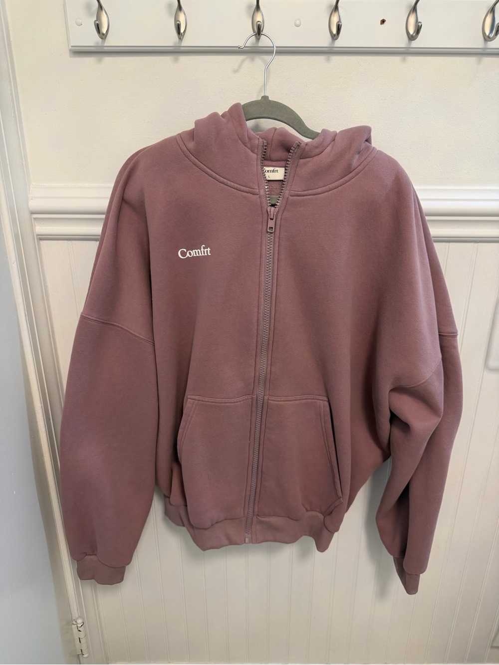 Comfrt Women's Mauve Full-Zip Hoodie Jacket